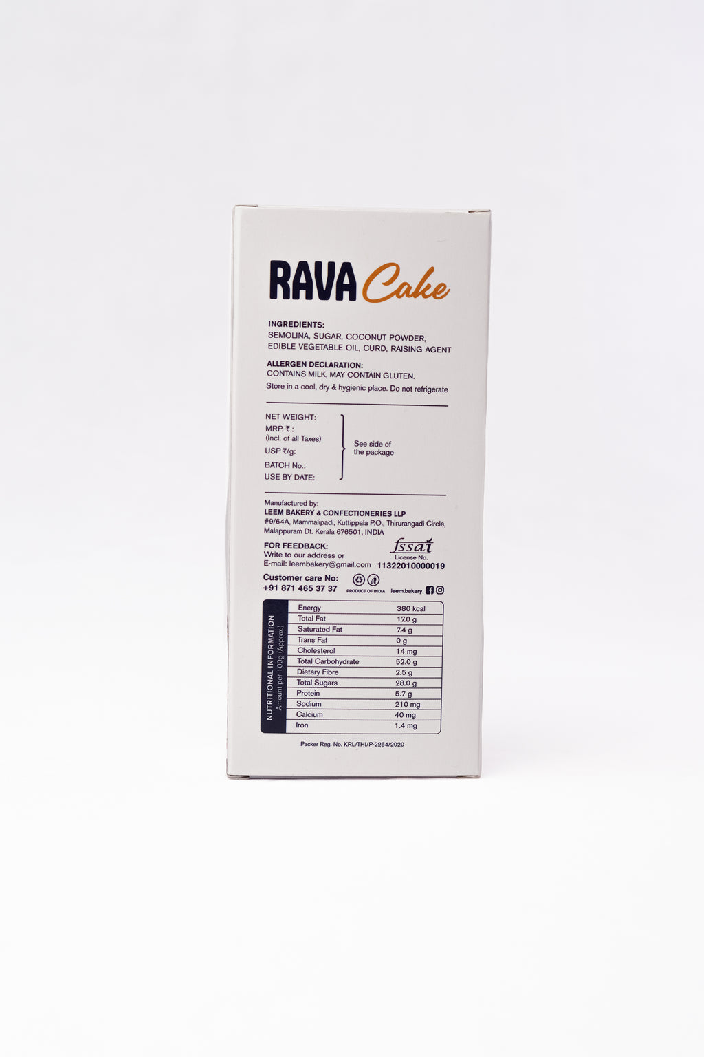 Golden Grain Rava Bar Cake