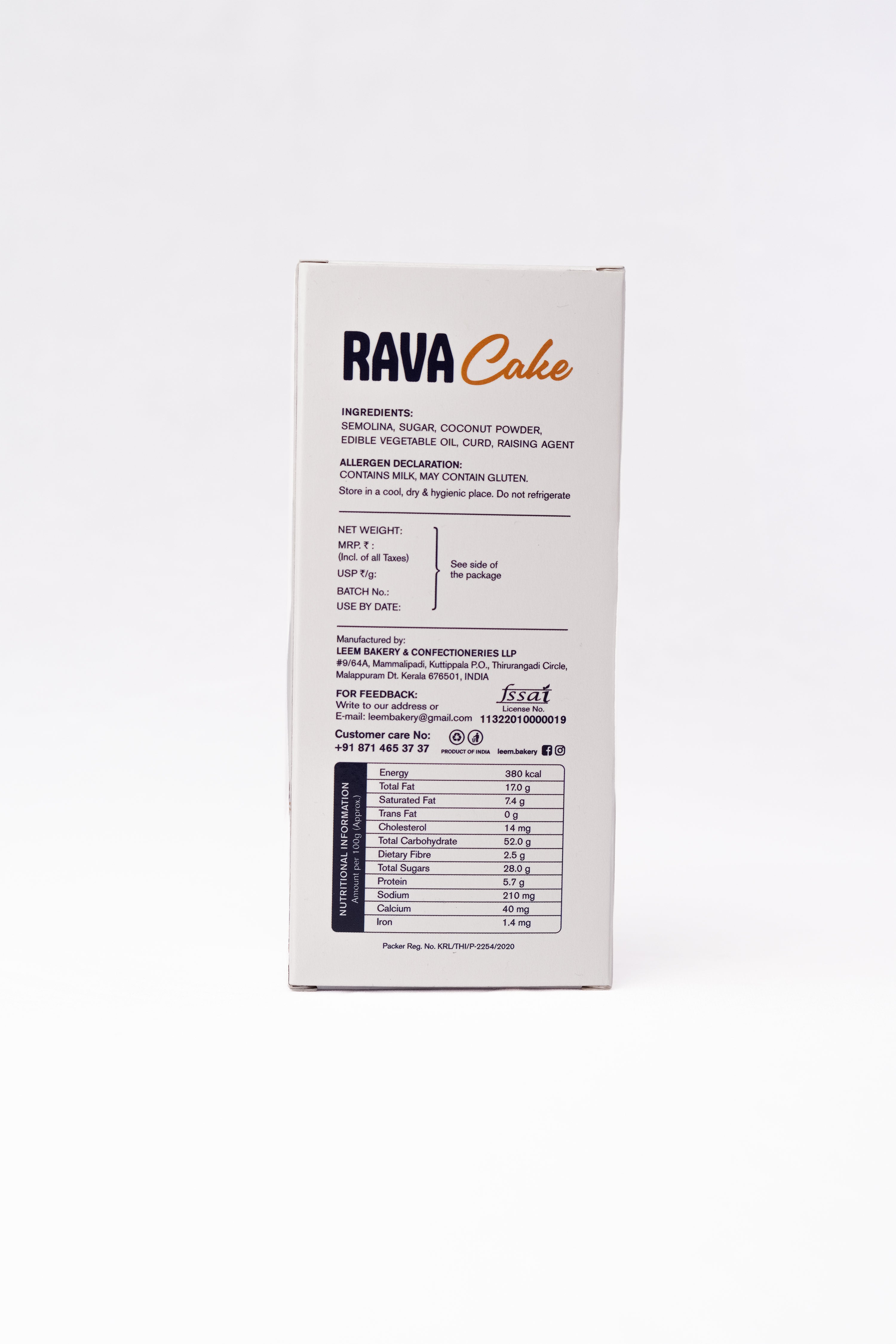 Golden Grain Rava Bar Cake